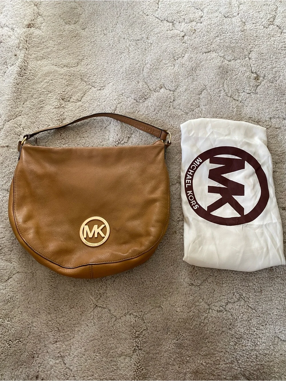Michael Kors Caramel Brown Pebbled Leather Hobo